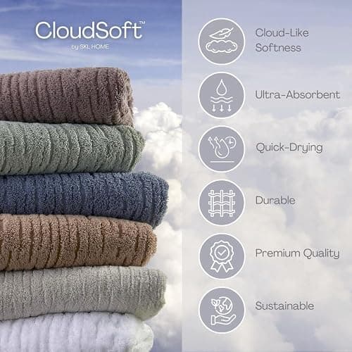 SKL Home CloudSoft Cotton Luxury 4-Piece Washcloth Set, Oatmeal thumbnail 6