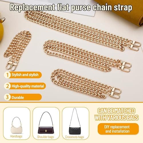 4 Different Sizes Purse Chain, Purse Strap Replacement Crossbody for Handbags, Shoulder, Crossbody Bag, Gold Purse Chains for Handbags, Bag Strap (15.75 in, 23.62 in, 31.5 in, 47.24 in) thumbnail 6