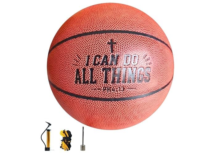 CybGene Engraved Christian Gifts, Inspirational Basketball with Philippians 4:13 Bible Verse, Rubber Basketball for Men and Boys, Official Size 7 (29.5") - Image 1