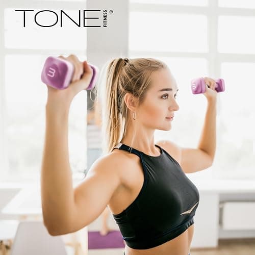 Tone Fitness Neoprene Dumbbell Weight Pairs with Anti-Roll Square Head | Multiple Options thumbnail 7
