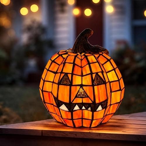 Halloween Lamp Stained Glass Pumpkin Lamp Tiffany Style Halloween Decorations for Home HolidayParty (Large Spooky Bat) thumbnail 6