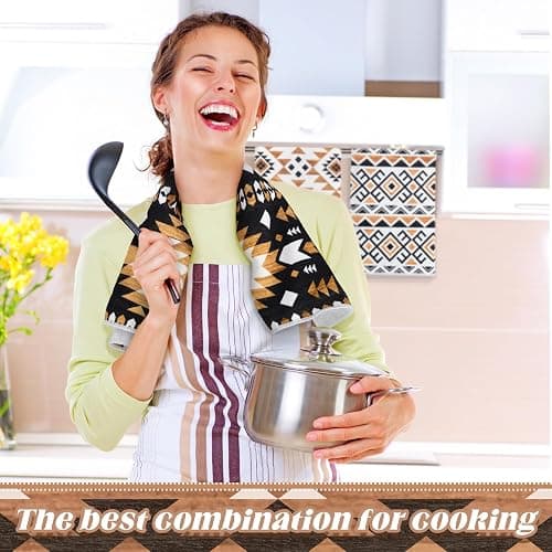 Breling Set of 6 Western Aztec Kitchen Towels Vintage Themed Dish Towel Bathroom Decorative Rustic Cloths for Kitchen Bathroom Home Cooking Housewarming, 14 x 21 Inch thumbnail 5