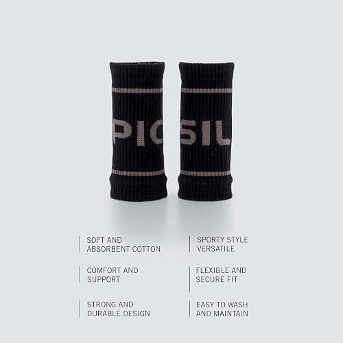 PICSIL - Cotton Sports Wristbands | Absorbent and Breathable | Ideal for Gym, Cross Training, Running and Tennis | Use with Grips | Unisex Design | thumbnail 3