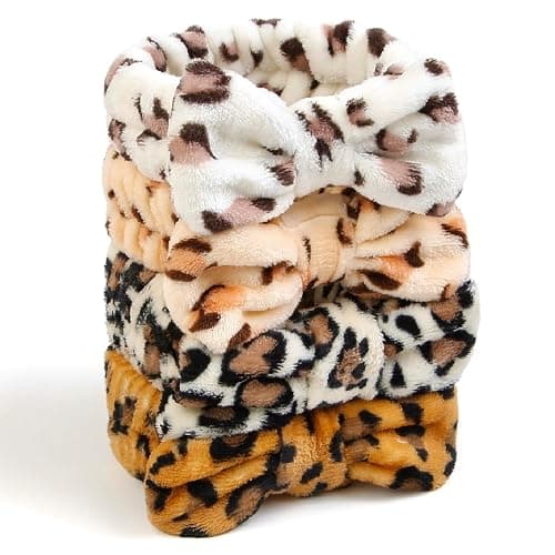 Huachi Spa Headband for Women Washing Face Teen Girls Skincare Headbands Makeup Cheetah Print Leopard Face Wash Head Band Animal Print thumbnail 2