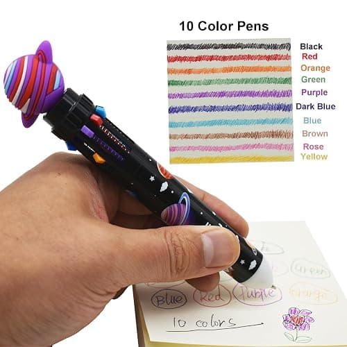 Maydahui 12 PCS Planet 10 in 1 Shuttle Pens Retractable Outer Space Multicolor Ballpoint Pen 10 Ink Colors Cartoon Galaxy Star for Spaceman Astronaut Astrophile School Party Office thumbnail 5