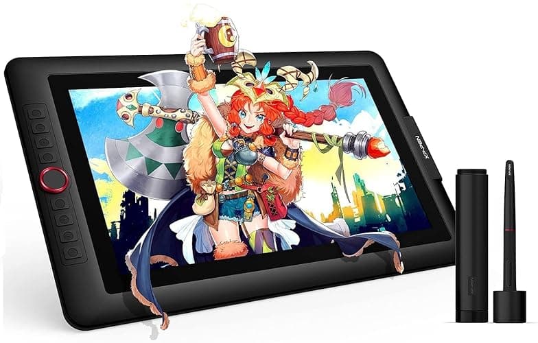 15.6" Drawing Tablet with Screen XPPen Artist 15.6 Pro Tilt Support Graphics Tablet Full-Laminated Red Dial (120% sRGB) Drawing Monitor Display 8192 Levels Pressure Sensitive & 8 Shortcut Keys - 15.6 Inch - Standard W/ Keys