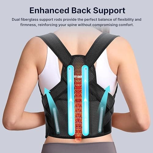 Fit Geno Posture Corrector for Women & Men: Adjustable Lightweight Upper Back Brace for Neck Shoulder & Upper Back Pain Relief - Improve Posture Correct Hunchback Slouching Invisible Under Clothes (XS/S Under Bust 30"-43") thumbnail 3