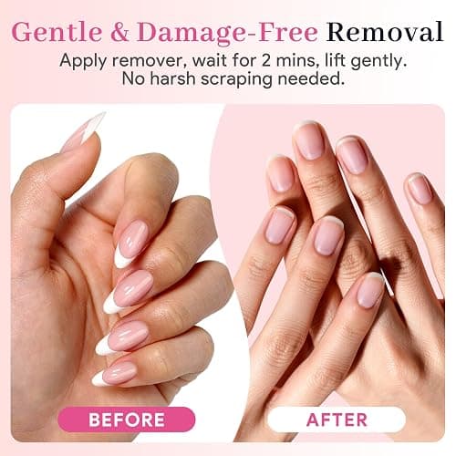 QIEK No-Lamp Nail Glue & Remover Set for Press Ons, 10ml Quick Dry 28 Days Super Strong Hold Glue on Nails, 10g Gentle Easy Removal with Tools Set for Beginner DIY Home, Not for Gel Polish Base Coat thumbnail 5