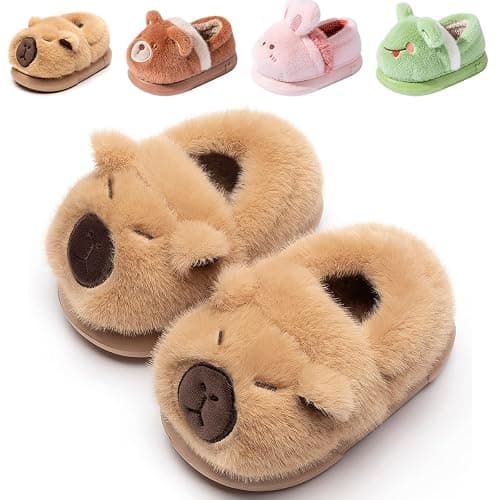 Drecage Toddler Kids Slippers Girls Boys House Shoes Winter Slippers Plush Warm Soft with Cute Cartoon Design Indoor Shoes - Image 1