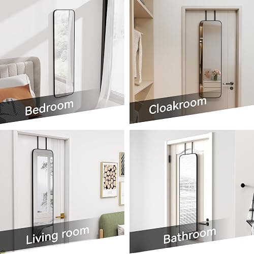 SCWF-GZ 47x14 Mirror Rectangle Full Body Length Door Hanging Wall Mounted Metal Aluminum Alloy Frame Dressing Make-up Mirrors for Entryway Bedroom Bathroom Living Room 47 14 inch Black thumbnail 2