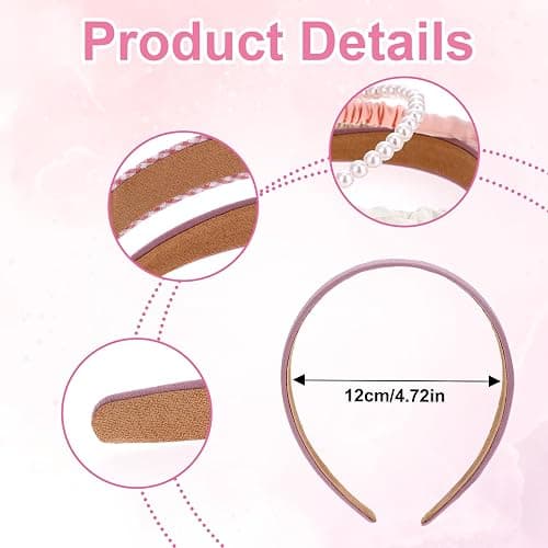 Giantree 7 Pcs Headbands for Women Girls Headbands Set (Pink) | Non Slip Floral Headbands Padded Headbands, Vintage Wide Headband Bandana Hair Accessories, for Women thumbnail 3