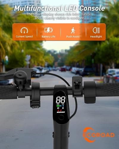 ECOROAD EC6/EC8 Electric Scooter for Adults, 20/29KM Range, 350W/450W Motor, 30KM/H Top Speed, 8.5"/10'' Tires, Foldable Commuter E Scooter with Turn Signal, Dual Brakes thumbnail 8