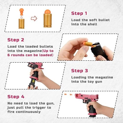Soft Bullet Toy Gun Shell Ejecting with 120 Bullets, Rapid-fire Realistic Toy Gun for Boys, Shooting Game Toy Pistol Model Gun, Christmas Birthday Gifts for Boys Girls Age 6+ (Red) thumbnail 6