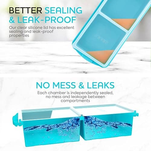 XOMOO Silicone Freezer Tray With Lid-Soup Freezer Container molds-2-cup Extra Large Ice Cube Tray-makes 4 perfect 500ml portions cubes, For freezing soup,stews,sauces.Oven&Dishwasher-Safe(2-Pack) thumbnail 6