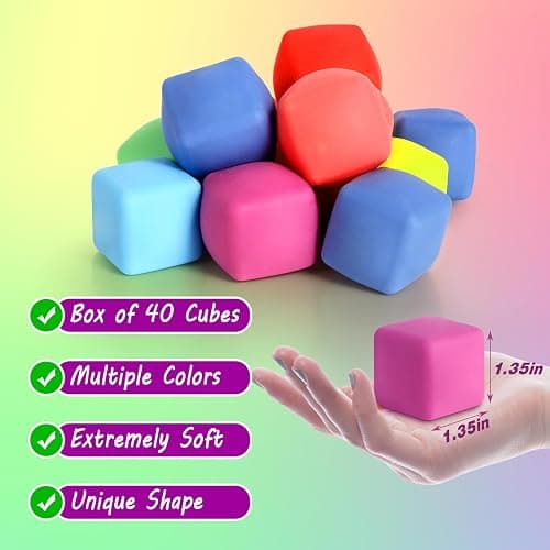 40 Pack Slow Rising Stress Cube Fidget Toys, Squishy Balls Sensory Fidget Toys for Kids Adults, Square Shape Fidgets for Classroom, Party Favors Pull Stretch Squishy Toy Classroom Prize Box Toys thumbnail 3