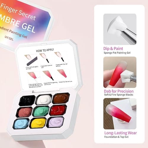 AOBOO Ombre Gel Nail Polish Nail Sponges for Ombre 9 Series Colorful Blush Effect Pat Painting Gradient Blooming Gel for Ombre Nails Multistyle French Manicure Nail Art DIY Home (A4, 1) thumbnail 6