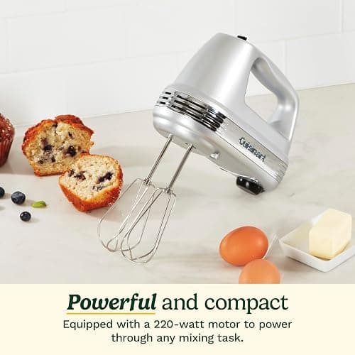 Cuisinart Power Advantage Plus 9-Speed Hand Mixer, 220W Motor, Electric Mixer with Dishwasher-Safe Beaters, Storage Case, HM-90BCS, Brushed Chrome thumbnail 3