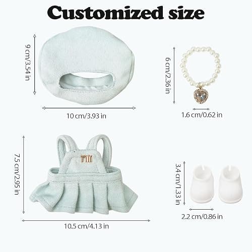 Clothes Compatible with LABUBU Doll – 4PCS Frosted Mint Set, 17cm Doll Clothes Designer Outfit for Campus Classic Theme, Chic Stylish Accessories for Labubu, No Doll (Paris Mint Frost) thumbnail 3