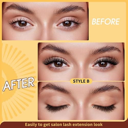 QUEWEL 2 Pair Magnetic Eyelashes Reusable Magnetic Eyelashes with Applicator No Glue Needed Eyelashes Natural Look Lash Clusters Kit Easy to Wear and Remove(B+D03) thumbnail 7