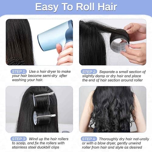 Selizo Hair Roller 28 Pcs Set, Includes 16Pcs Self-Grip Hair Rollers in 4 Sizes and 12Pcs Hair Clips for Long Medium Short Hair Volume thumbnail 5