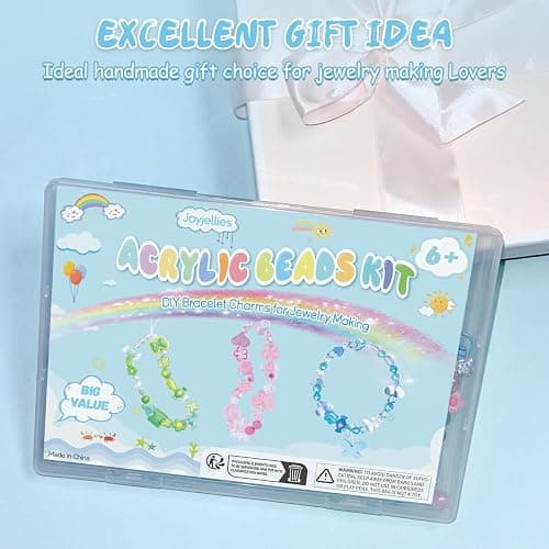JoyJellies Bracelet Making Kit Assorted Acrylic Beads, 4 Colors Charms Keychain Making Kit with String Key Ring Clips Bow Heart Cute Beads for Bracelets Arts and Crafts Jewelry Making Kits thumbnail 7