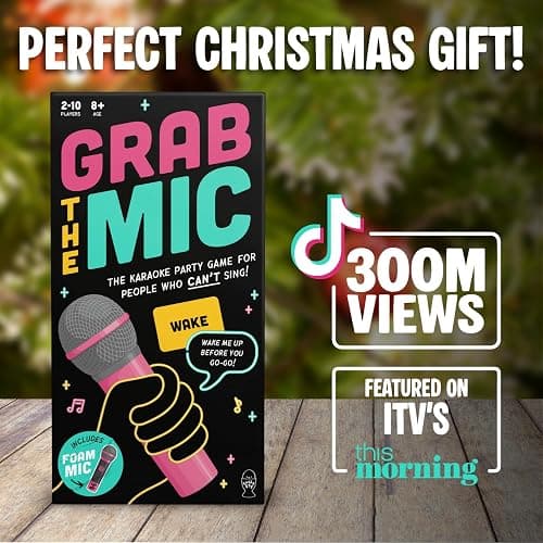 Lucky Egg Official Grab The Mic – Family Karaoke Board Game w/Foam Mic, 8+ Ages, 2-10 Players - Games for Bad Singers w/ 240 Lyrics (120 Cards) (First Edition) thumbnail 3