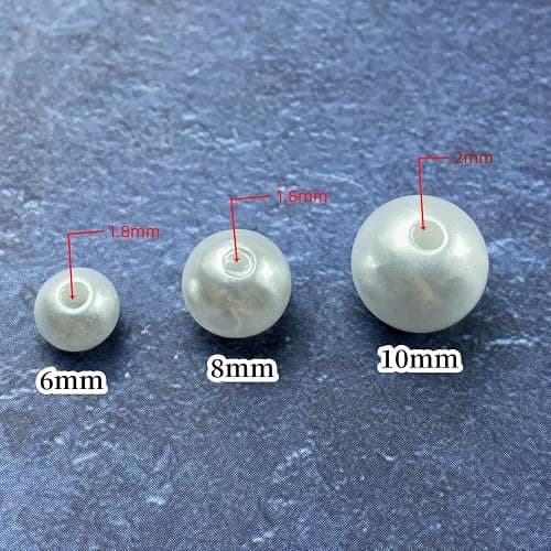 Pearl Beads,800 Pcs Craft Beads Loose Pearls 6mm Round Spacer Beads for Earring Bracelet Necklace Key Chains Jewelry DIY Craft Making,Decoration and Vase Filler(Black Red White) thumbnail 3