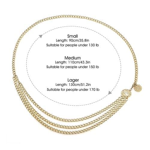 Glamorstar Multilayer Metal Waist Chain Dress Belts Metal Belt for Women thumbnail 3