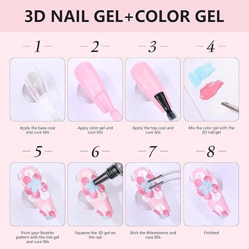 Makartt 3D Nail Gel for Nail Art and Gold Chrome Powder Kit, Clear No Wipe 3D Sculpting Gel Polish for Nail Charms, Metallic Effect Mirror Powder for Nail Decoration Manicure thumbnail 5