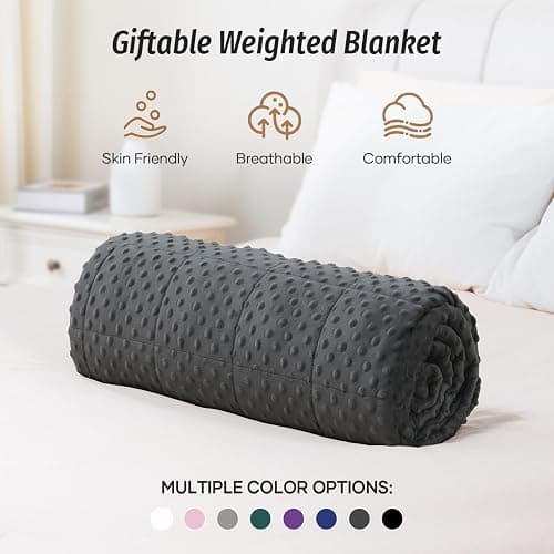 Wemore Minky Dot Weighted Blanket for Adults Queen Size 15 lb, Soft Heavy Blanket for Stress Relief and Sleep Promotion, Breathable Blanket for All-Season with Glass Beads, Dark Grey 60 x 80 inches thumbnail 9