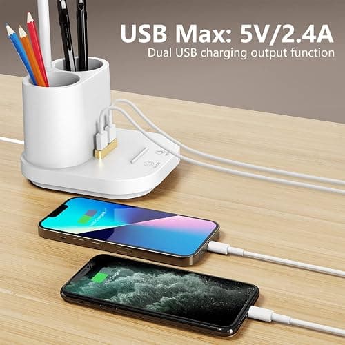 GONDSILY LED Desk Lamp with USB Charging Port Touch Control 3 Color Modes, Stepless Dimming,Eye-Caring LED Table Lamp for Home,Office,Bedroom,Reading,Work,Study,Gooseneck Lamp, 5V, 2.4A thumbnail 4