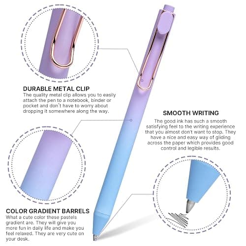 Drawdart Smooth Writing Pens, 12 Pcs No Bleed & Smear, Black Ink Fine Point (0.5mm), Retractable Aesthetic Journaling Pens for Women & Men thumbnail 3