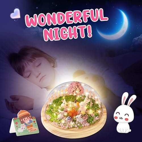 Make Your Own Night Light ,Rabbit DIY Kits,Bunny Toys for Kids Ages 4-8 ,Arts and Crafts Lamp Project for Girls(USB Upgrade Edition),Gifts for 4 5 6 7 8 9 10 Year Old Girl with Greeting Card thumbnail 6