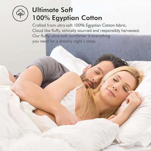 Luxurious Oversize California King 108" x 98" Size Goose Down Fiber Waterfowl Feather Fiber Comforter Duvet, 100% Egyptian Cotton Cover, 68 oz. Fill Weight, Baffle Box Design, White Solid thumbnail 6