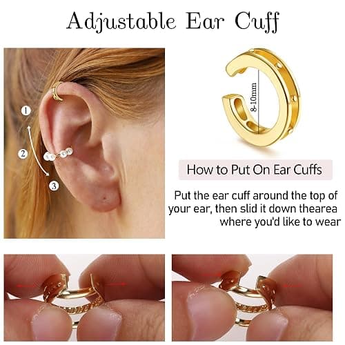 BESTEEL 66 Pcs Ear Cuff Earrings for Women Non Piercing,Hypoallergenic Silver plated Clip on Fake Earrings for Sensitive Ears,Ear Wrap Earrings for Helix Cartilage,Cz Star Butterfly Ear Cuffs Non Piercing thumbnail 2
