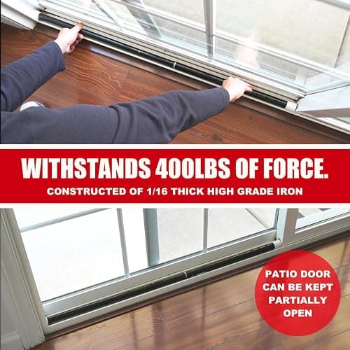 SecurityMan 2-in-1 Door Security Bar & Sliding Patio Door Security Bar (2 Pack) via Interchangeable Caps - Constructed of High Grade Iron - Black thumbnail 7
