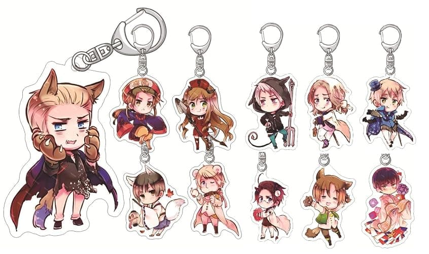GO2COSY Set of 11 Anime Axis Powers Hetalia Acrylic Keychain Pendant Key Chain - Image 1