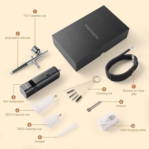Airbrush Kit with Compressor, 32PSI Handheld Mini Air Brush Gun Set, Portable High Pressure Air Brushes for Painting, Tattoo, Nail Art, Mode, Makeup, Cake, Barber thumbnail 7