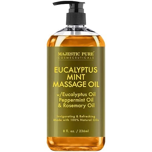 MAJESTIC PURE Eucalyptus Mint Massage Oil - Invigorating, Refreshing, and Relaxing - Massage, Made with Natural Oils - for All Skin Types - Men and Women - 8 fl oz - Image 1