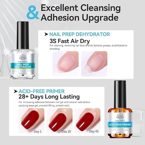 BORN PRETTY 15ml Nail Prep Dehydrate & Bond Nail-Primer Set,Natural Acid-Free Formula for Acrylic & Gel Polish,Superior Adhesion with Fast-Dry Gift Box Professional Salons Set thumbnail 2