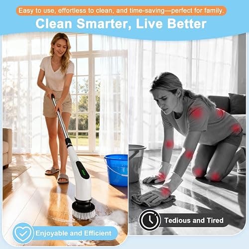 Homlab Electric Spin Scrubber, Cordless Cleaning Brush with 8 Replaceable Brush Heads, Shower Scrubber with Adjustable Extension Handle, Waterproof Power Scrubber for Bathroom Tile Floor Tub Car Walls thumbnail 2