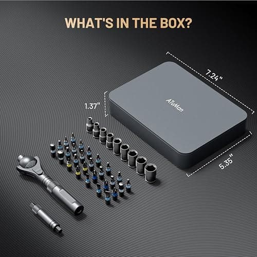 ATuMan 40 in 1 Ratchet Screwdriver Set with Detachable Handle, 180° Ratchet Head, 45-Tooth Mechanism, Magnetic Tool Kit with Case for Computer, Electronics Repair, Ideal for Home, DIY, and Maintenance thumbnail 2