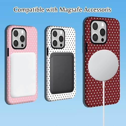 ⭐️ZTOFERA Magnetic Case for iPhone 16 Pro, Polka Dot Phone Case Cute for Girl Women, Compatible with Magsafe, Hard PC+Soft TPU Protective Phone Cover for iPhone 16 Pro-Wine Red thumbnail 7