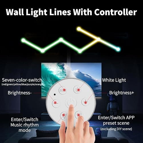 KOBAIBAN Smart Wall Light Lines, WiFi RGB LED Light Bars, 16M+ Color Dimmable Music Sync DIY Home Decor Light Bars for Gaming Party Streaming Lovers, Work with Alexa & Google Assistant (6 Lines,White) thumbnail 2