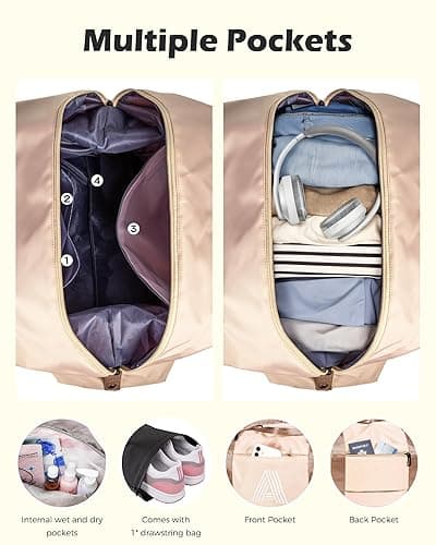 Vogewood Gifts for Teen Girls 16-18, Cheer Stuff for Girls, Travel Duffel Bag, Weekender Bag, Women, Birthday Gift for Daughter, Tween Gifts 10-12 Girls Trendy Teen Girl Stuff Gifts (Letter B) - Off-white - B thumbnail 6