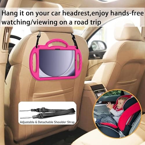 LTROP Case for Samsung Galaxy Tab A11 Plus 2025 / A9 Plus 2023 11 Inch with Shoulder Strap Handle & Kickstand, Shockproof Bumper Case for Galaxy Tab A11+ 2025 / A9+ 11" - Hot Pink thumbnail 6
