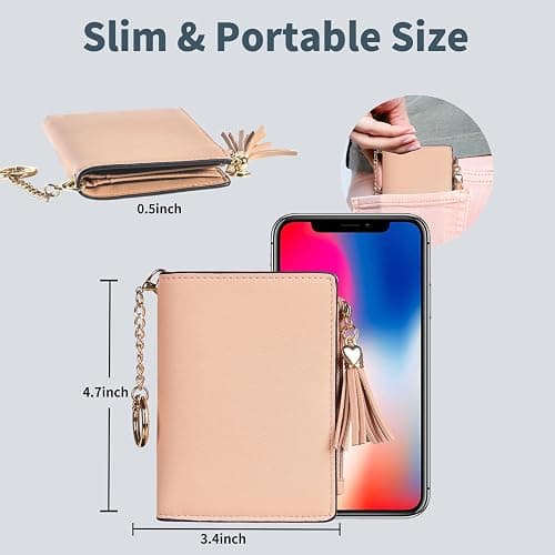 Gostwo Small Wallets for Women, Stylish Womens Wallet with ID Window, Zippered Coin Pocket and Tassel. Cute RFID Wallet for Women, ideal for Teen Girls, Commuters, and Women for Daily Use thumbnail 3