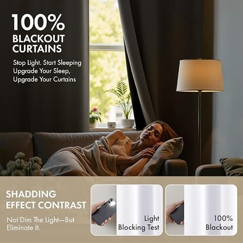 MIULEE White 100% Blackout Curtains for Bedroom 63 Inch Long, 2 Thick Layers Thermal Insulated Black Out Window Curtains with Black Liner, Noise Reducing Grommet Living Room Drapes 2 Panels Set thumbnail 2
