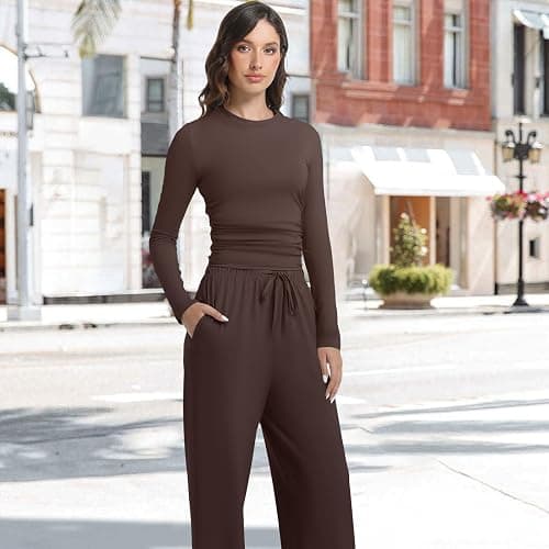 2 Piece Lounge Sets for Women Fall Outfits Long Sleeve Wide Leg Tracksuits Womens Casual Loungewear Two Pcs Matching Set thumbnail 4