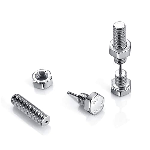 AllerPierce Stainless Steel Punk Earrings Cool Screw on Earring Studs Backs Piercing Jewelry for Men Women thumbnail 5